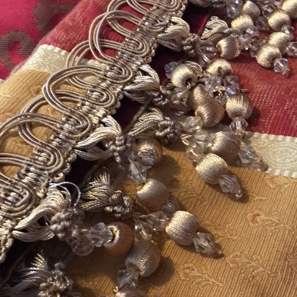 Table Runner 76 x 14 Gold and Red with tassels